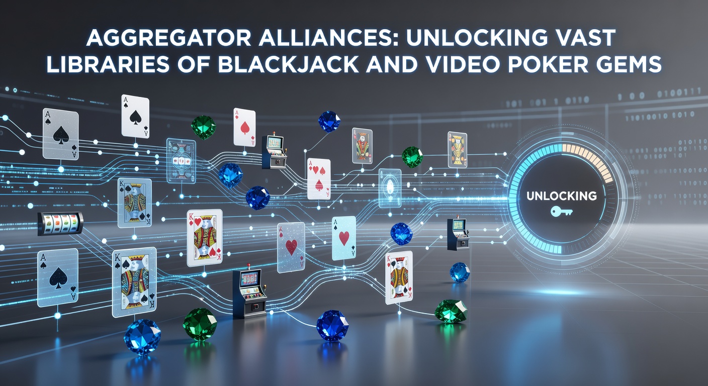 Digital interface showing aggregator platform integrating multiple blackjack and video poker games from various providers
