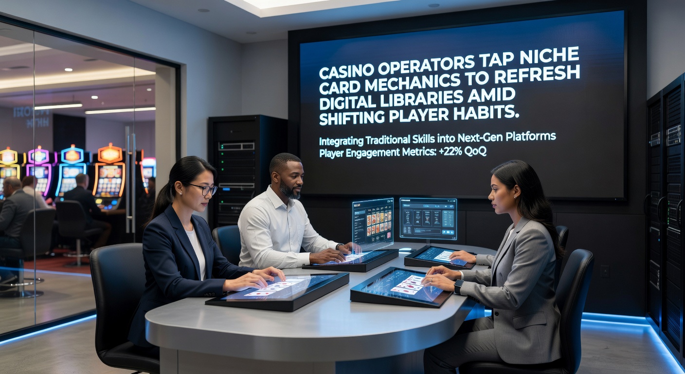Digital interface showing niche card game mechanics integrated into a casino library dashboard