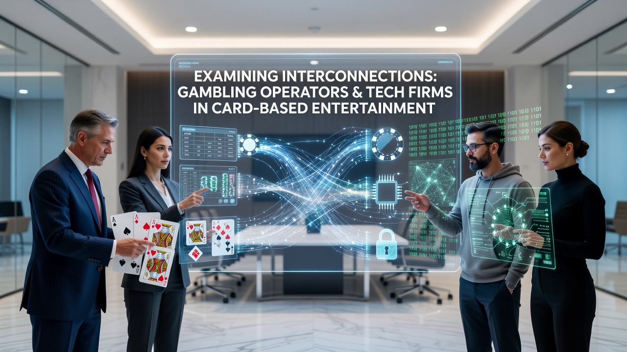 Diagram showing connections between gambling operators and technology providers in card game platforms