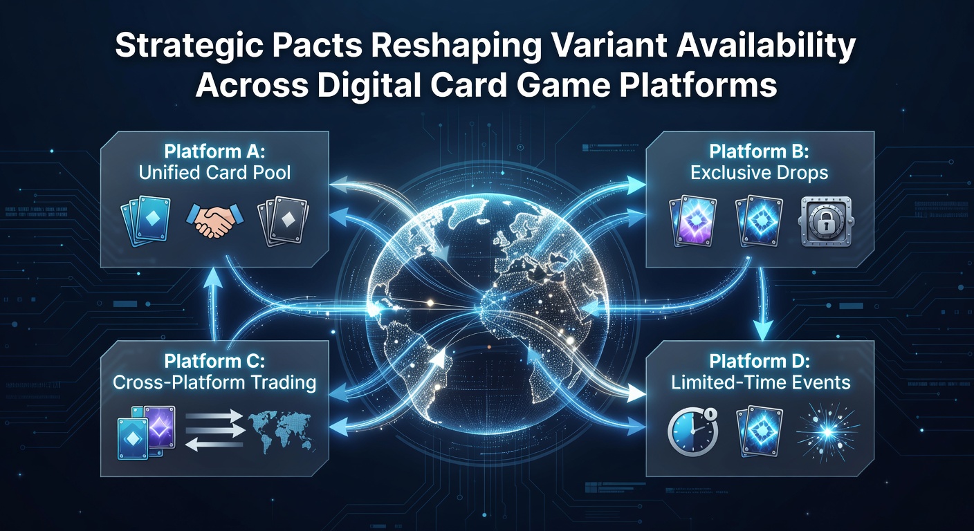 Network of digital casino partnerships illustrated with connected card game interfaces and variant icons